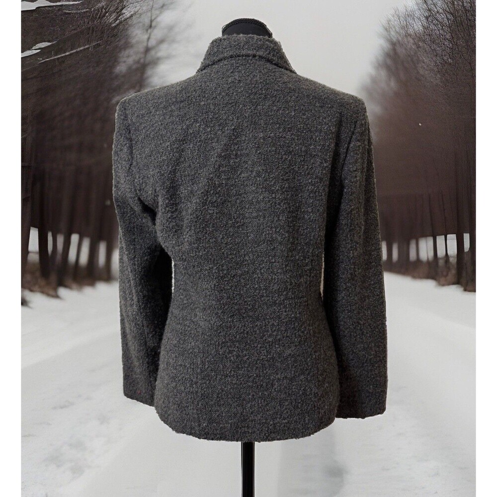Charter Club Blazer Jacket Women's Wool Blend Tweed Dark Grey‎ Pockets S? - Picture 3 of 3